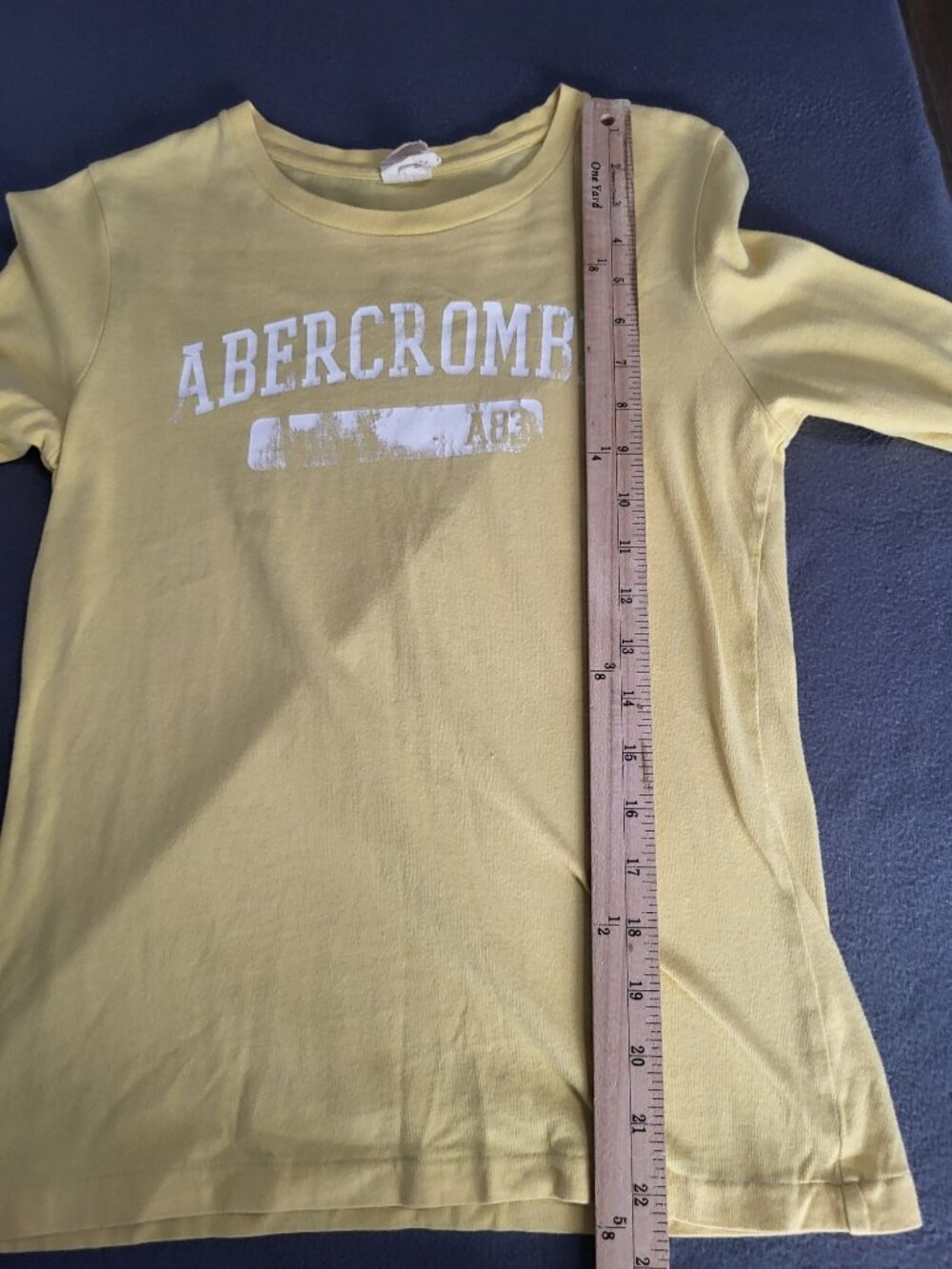 Abercrombie & Fitch VTG Girls XL Long Sleeve Graphic Tee Yellow Distressed y2k - Picture 7 of 8